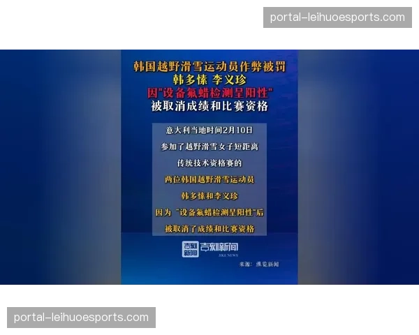 韩国越野滑雪选手作弊被取消成绩 亚洲队伍排名格局面临重新洗牌